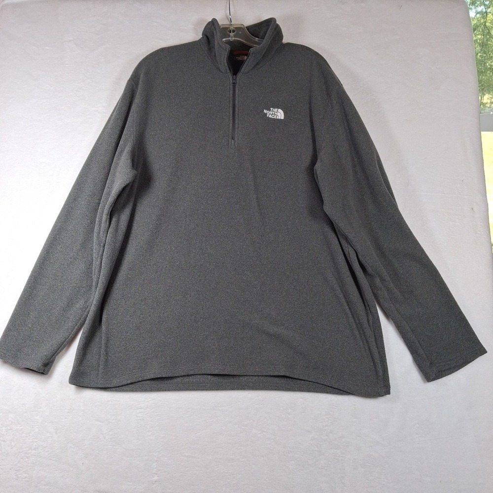 The North Face Mens XL Charcoal Gray Quarter Zip Fleece Pullover Sweater
